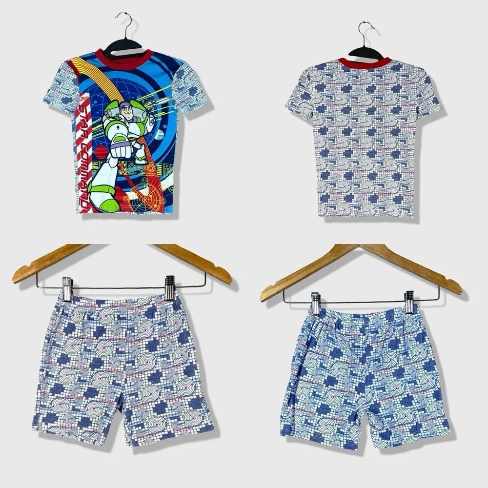 Disney Store Buzz Lightyear Pajama Set Kids Size 10 Blue White Space Retro Y2K